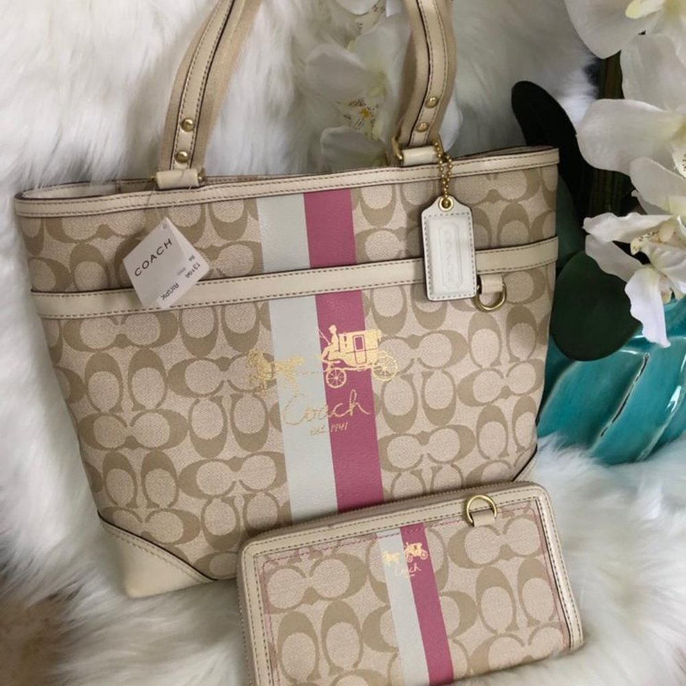 Coach purse with matching wallet.